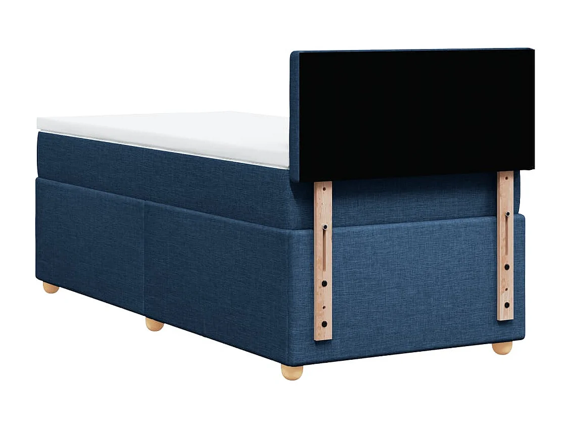 Cama box spring con colchón tela azul 90x190 cm