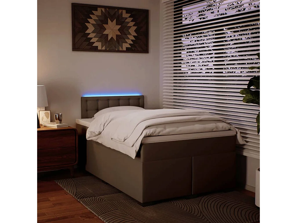 Cama boxspring c/ colchão 120x190cm couro artificial cappuccino