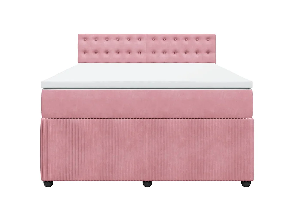 Boxspring met matras fluweel roze 160x200 cm