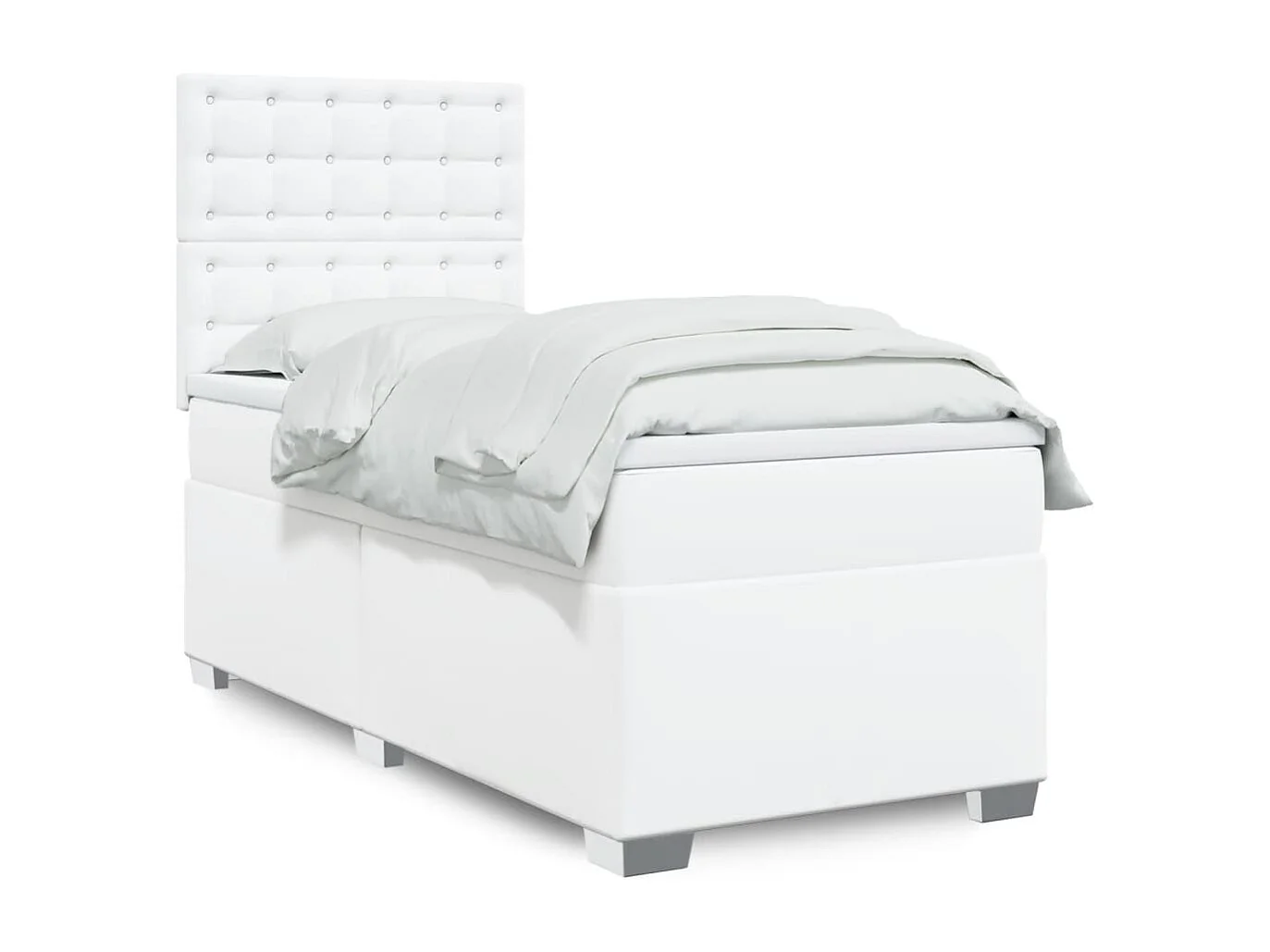 Giroletto a Molle con Materasso Bianco 100x200 cm in Similpelle