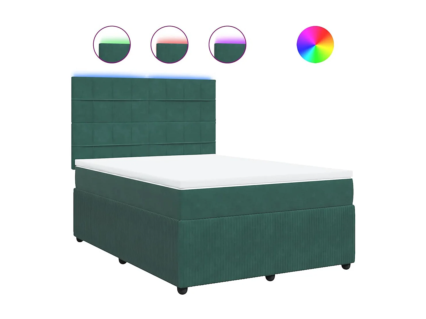 Cama box spring con colchón terciopelo verde oscuro 160x200 cm