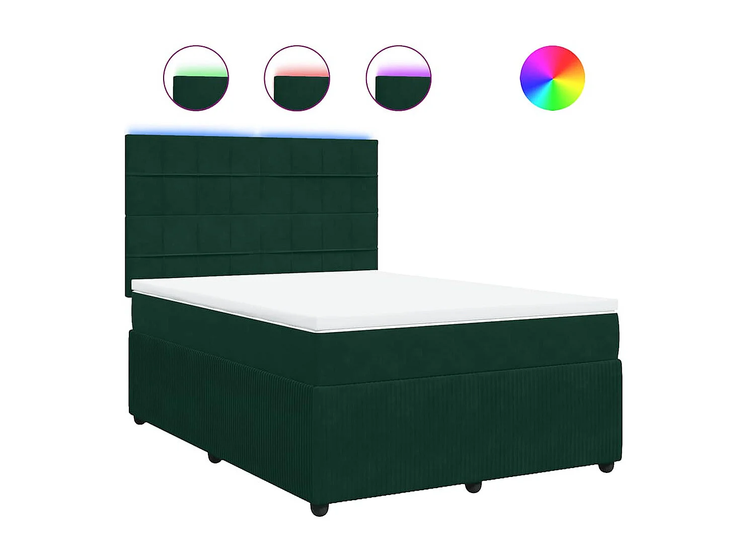 Sommier à lattes de lit et matelas Vert foncé 160x200cm Velours