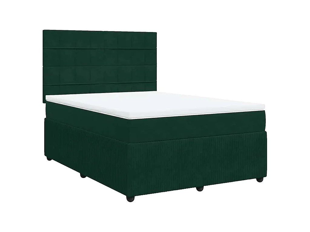 Giroletto a Molle con Materasso Verde Scuro 160x200 cm Velluto