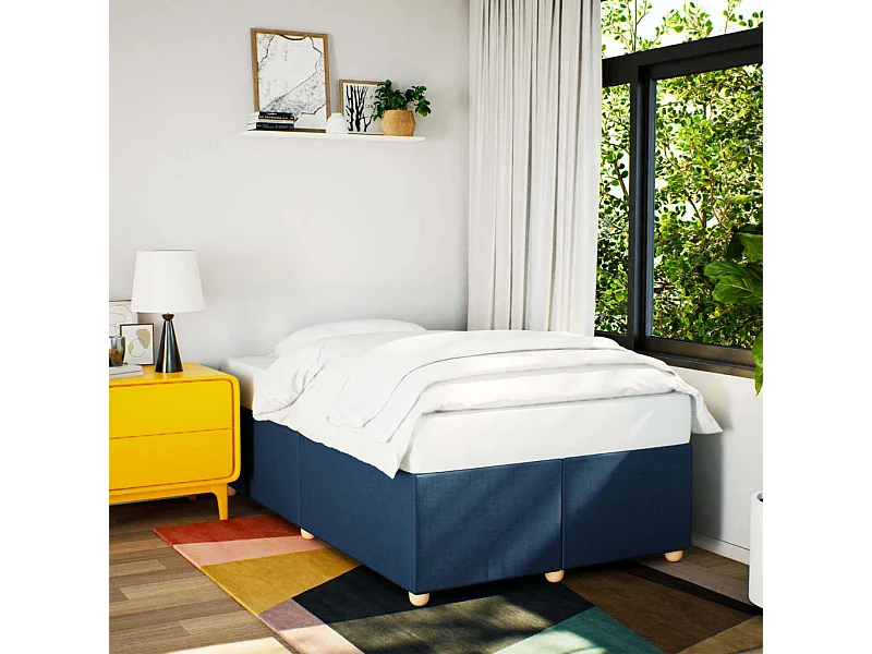 Estructura de cama sin colchón tela azul 120x200 cm