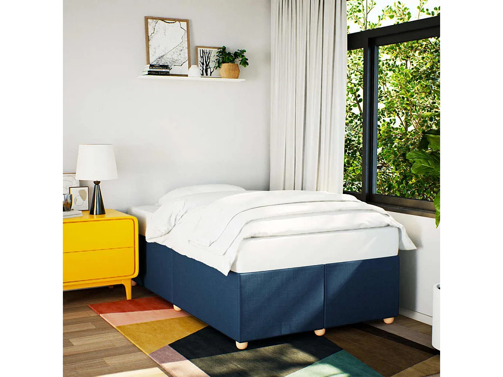 Cadre de lit sans matelas bleu 120x200 cm tissu