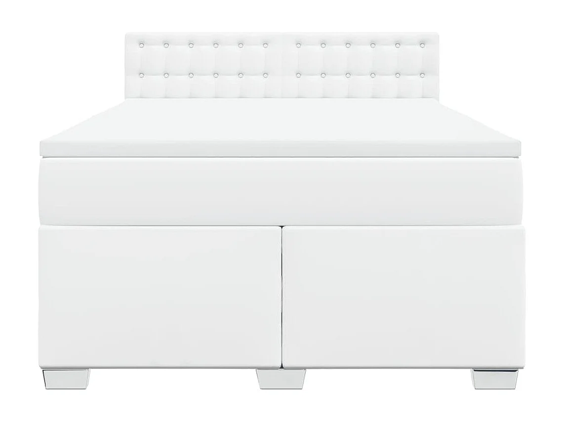 Cama com molas/colchão 140x200 cm couro artificial branco
