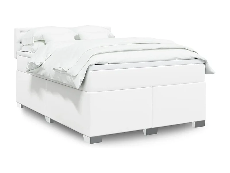 Sommier à lattes de lit avec matelas Blanc 140x200cm Similicuir