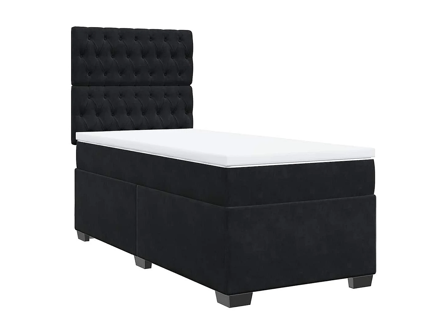 Sommier à lattes de lit avec matelas Noir 90x190 cm Velours