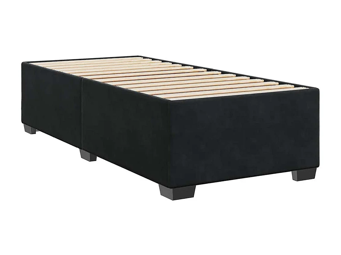 Sommier à lattes de lit avec matelas Noir 90x190 cm Velours