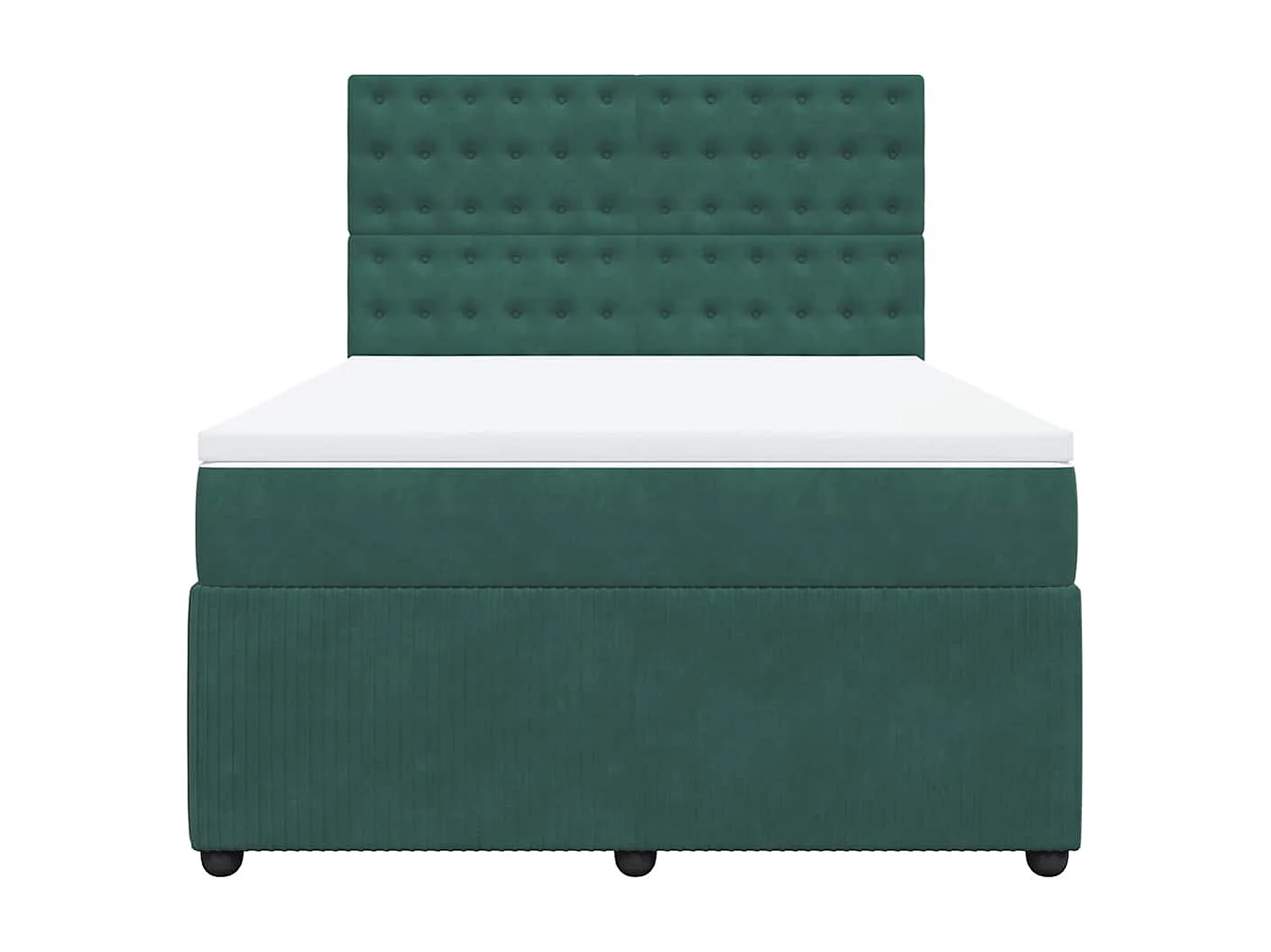 Cama com molas/colchão 160x200 cm veludo verde-escuro