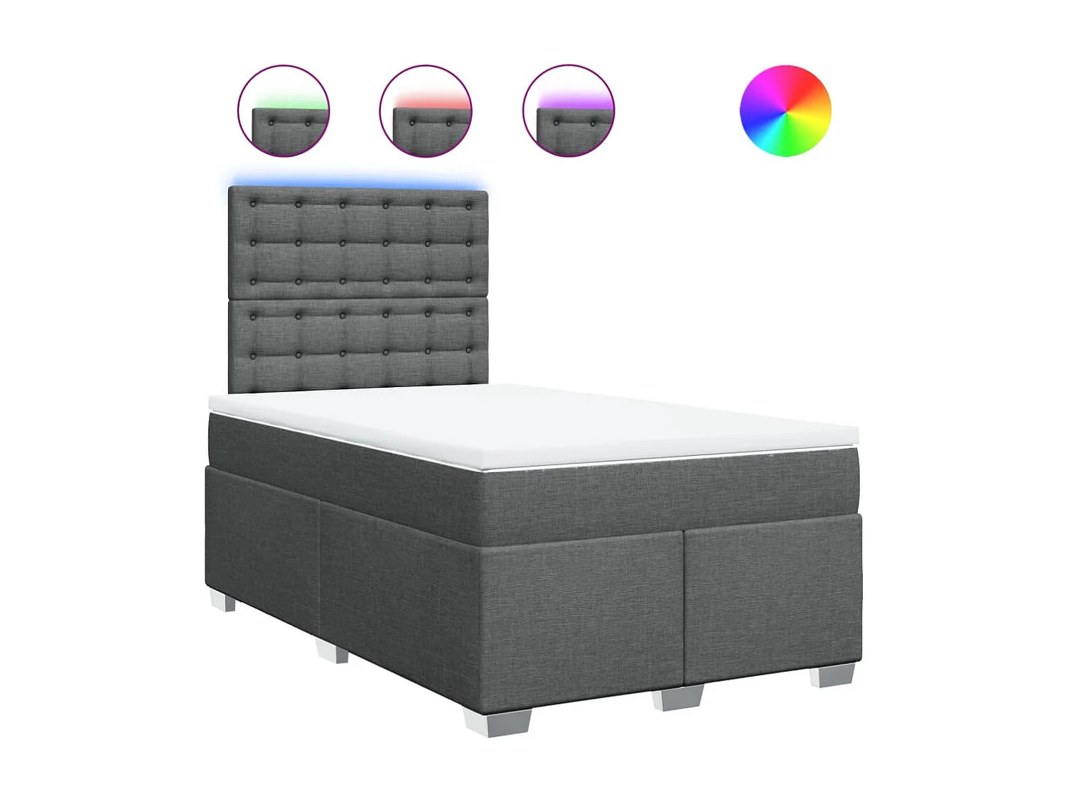 Sommier à lattes de lit avec matelas Gris foncé 120x200cm Tissu