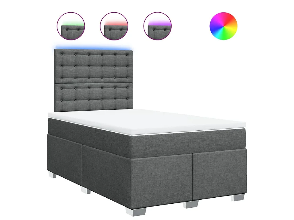 Cama box spring con colchón tela gris oscuro 120x200 cm