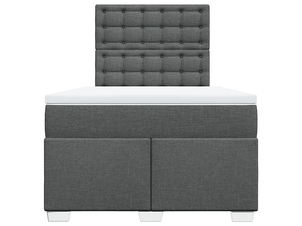 Cama box spring con colchón tela gris oscuro 120x200 cm