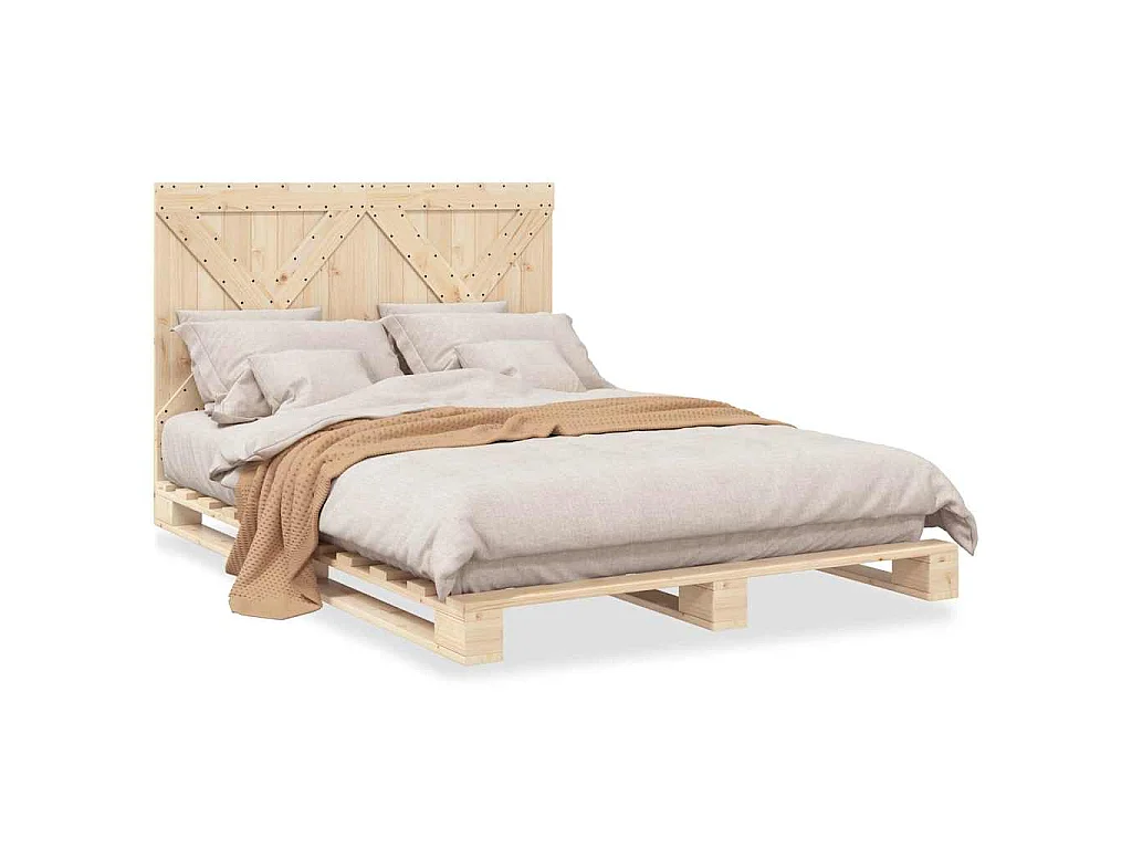 Massivholzbett mit Kopfteil 140x200 cm Kiefer
