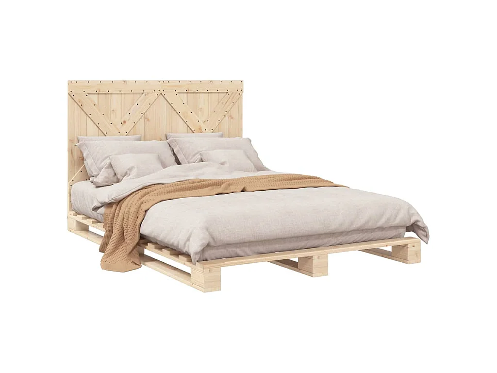 Massivholzbett mit Kopfteil 140x200 cm Kiefer
