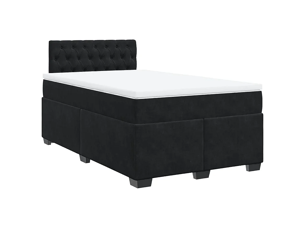 Cama box spring con colchón terciopelo negro 120x200 cm