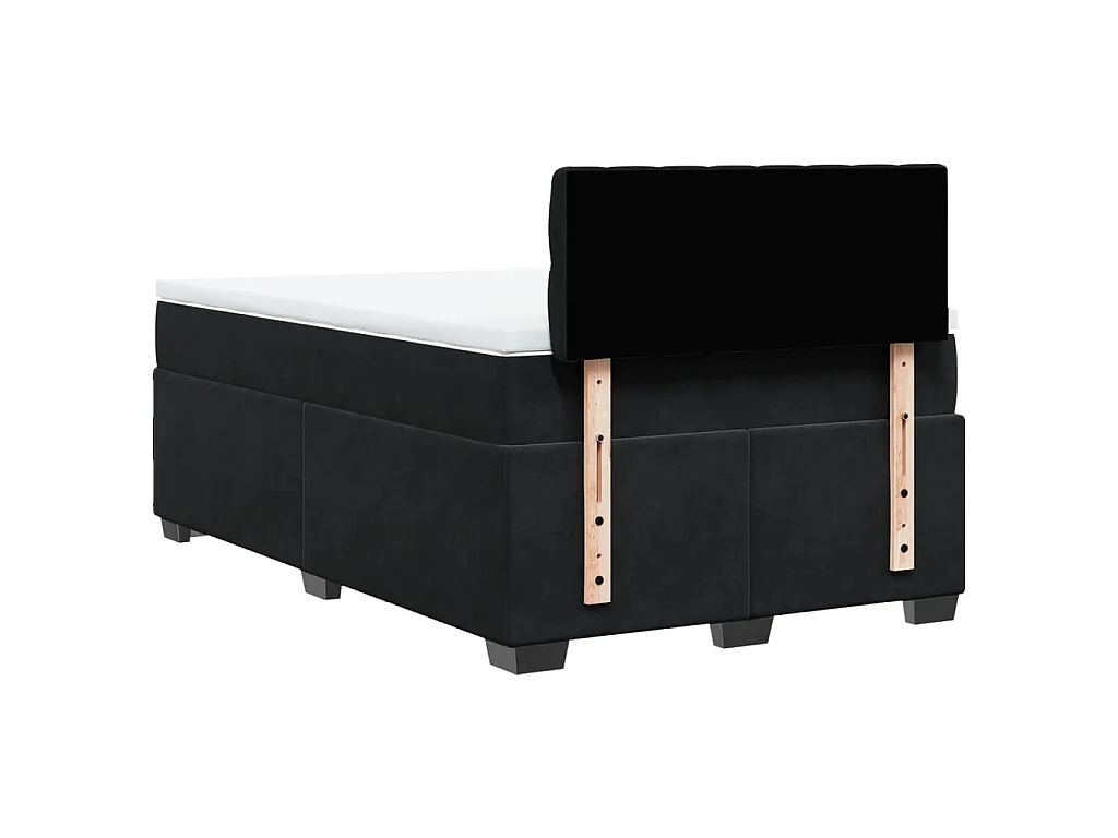 Cama box spring con colchón terciopelo negro 120x200 cm