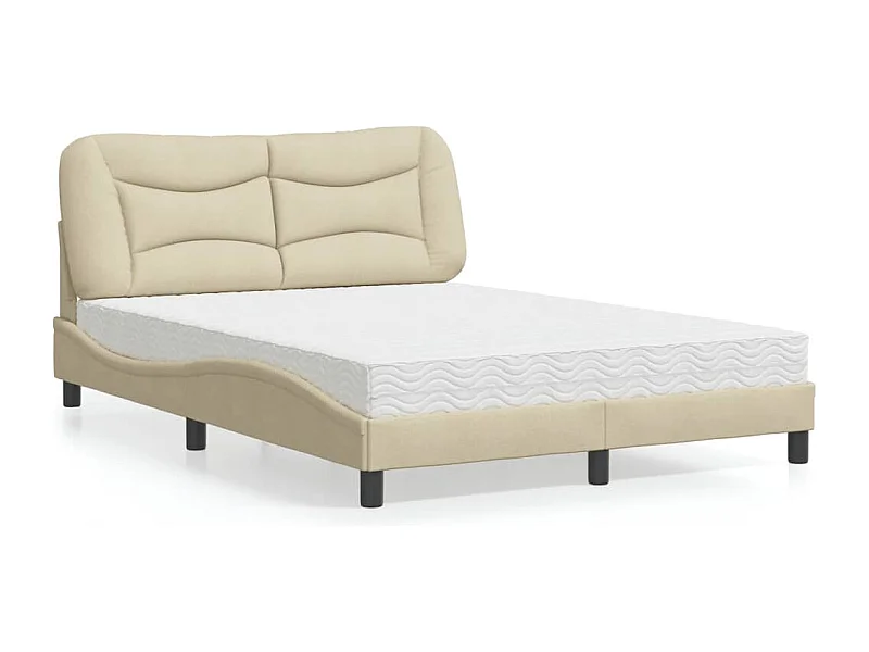 Lit avec matelas Hvar crème 140x190 cm tissu