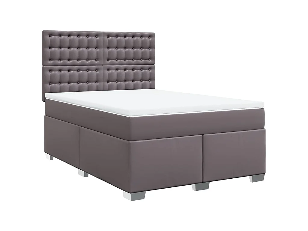 Sommier à lattes de lit avec matelas Gris 140x200 cm Similicuir