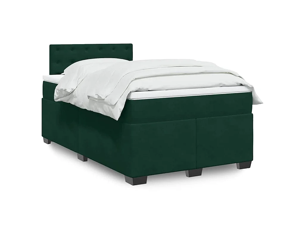 Boxspringbett mit Matratze Dunkelgrün 120x190 cm Samt