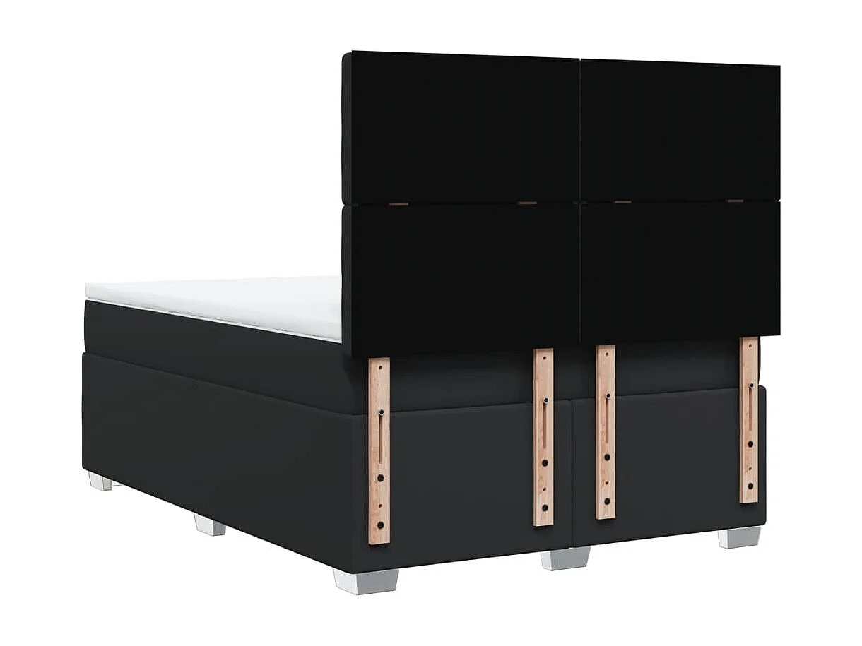 Sommier à lattes de lit avec matelas Noir 140x200 cm Similicuir