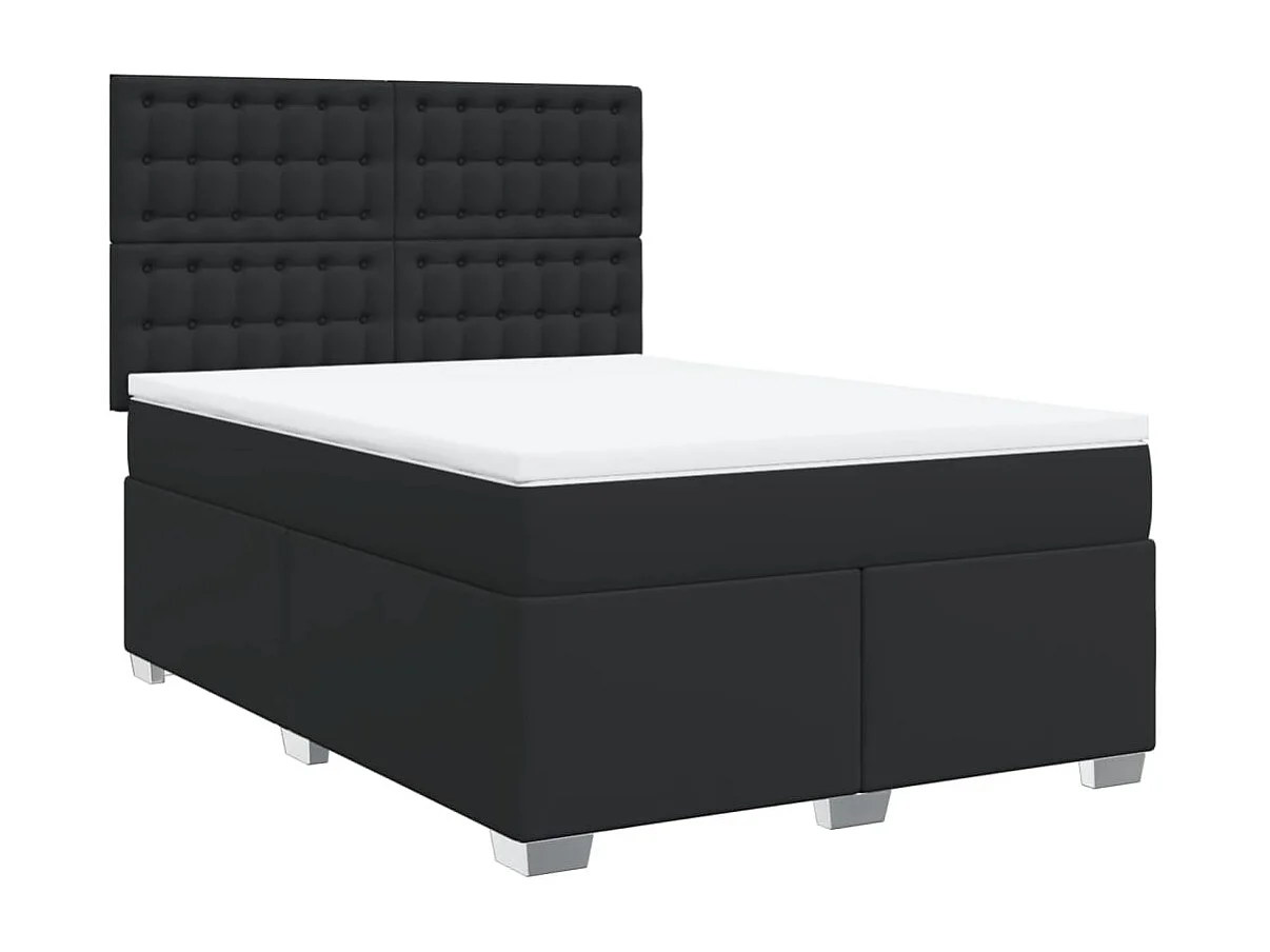 Boxspring met matras kunstleer zwart 140x200 cm