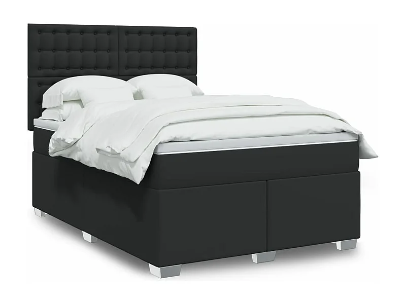 Boxspring met matras kunstleer zwart 140x200 cm
