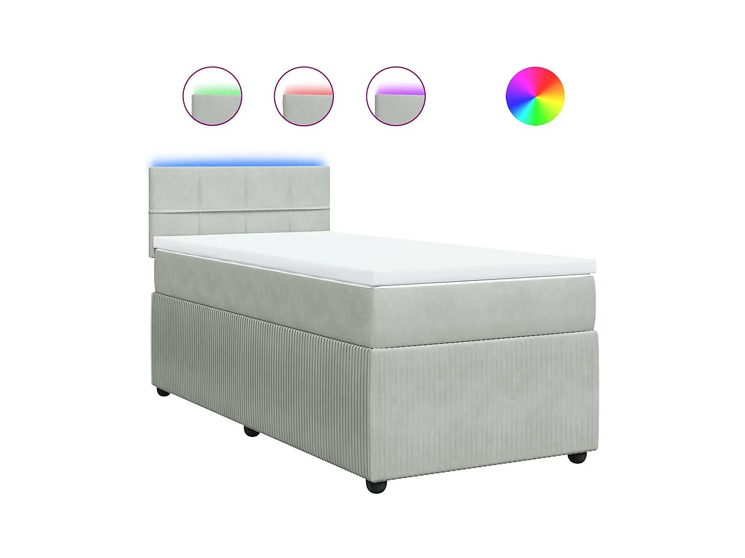 Sommier à lattes de lit et matelas Gris clair 100x200cm Velours