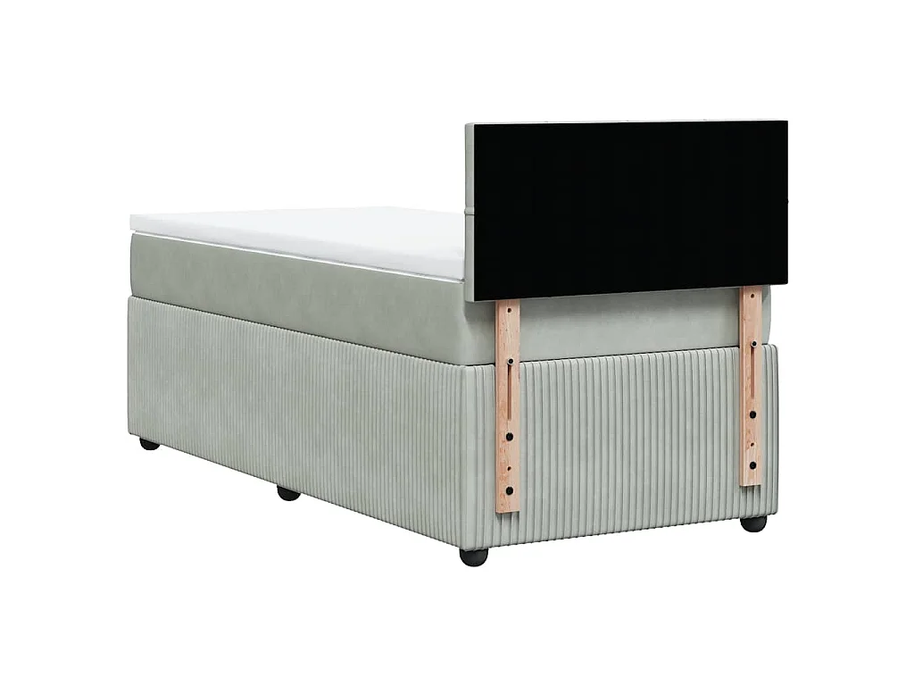 Cama box spring con colchón terciopelo gris claro 100x200 cm