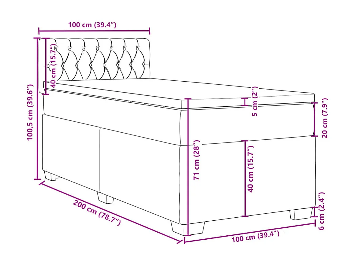 Sommier à lattes de lit avec matelas Crème 100x200 cm Tissu