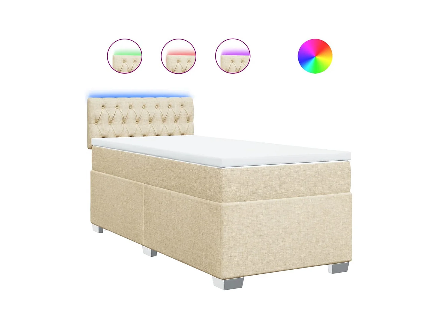 Sommier à lattes de lit avec matelas Crème 100x200 cm Tissu