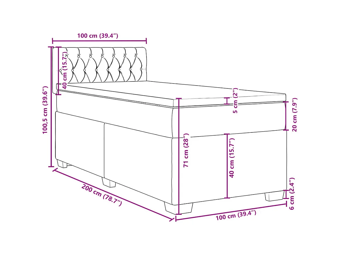 Sommier à lattes de lit avec matelas Crème 100x200 cm Tissu