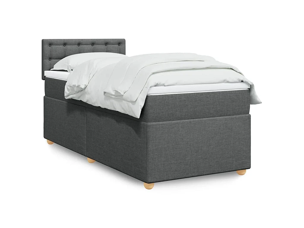 Boxspringbett mit Matratze Dunkelgrau 100x200 cm Stoff