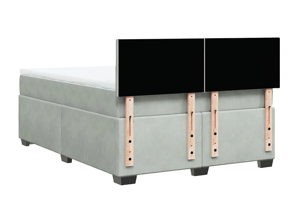 Sommier à lattes de lit et matelas Gris clair 140x190cm Velours