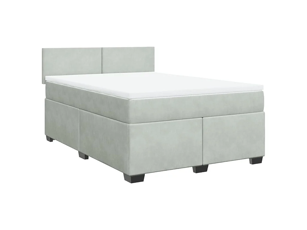 Boxspringbett mit Matratze Hellgrau 140x190 cm Samt