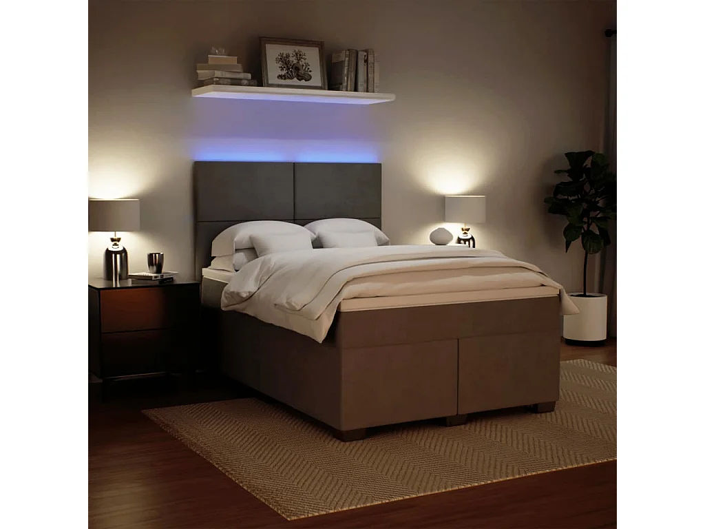 Giroletto a Molle con Materasso Grigio Chiaro 140x200cm Velluto