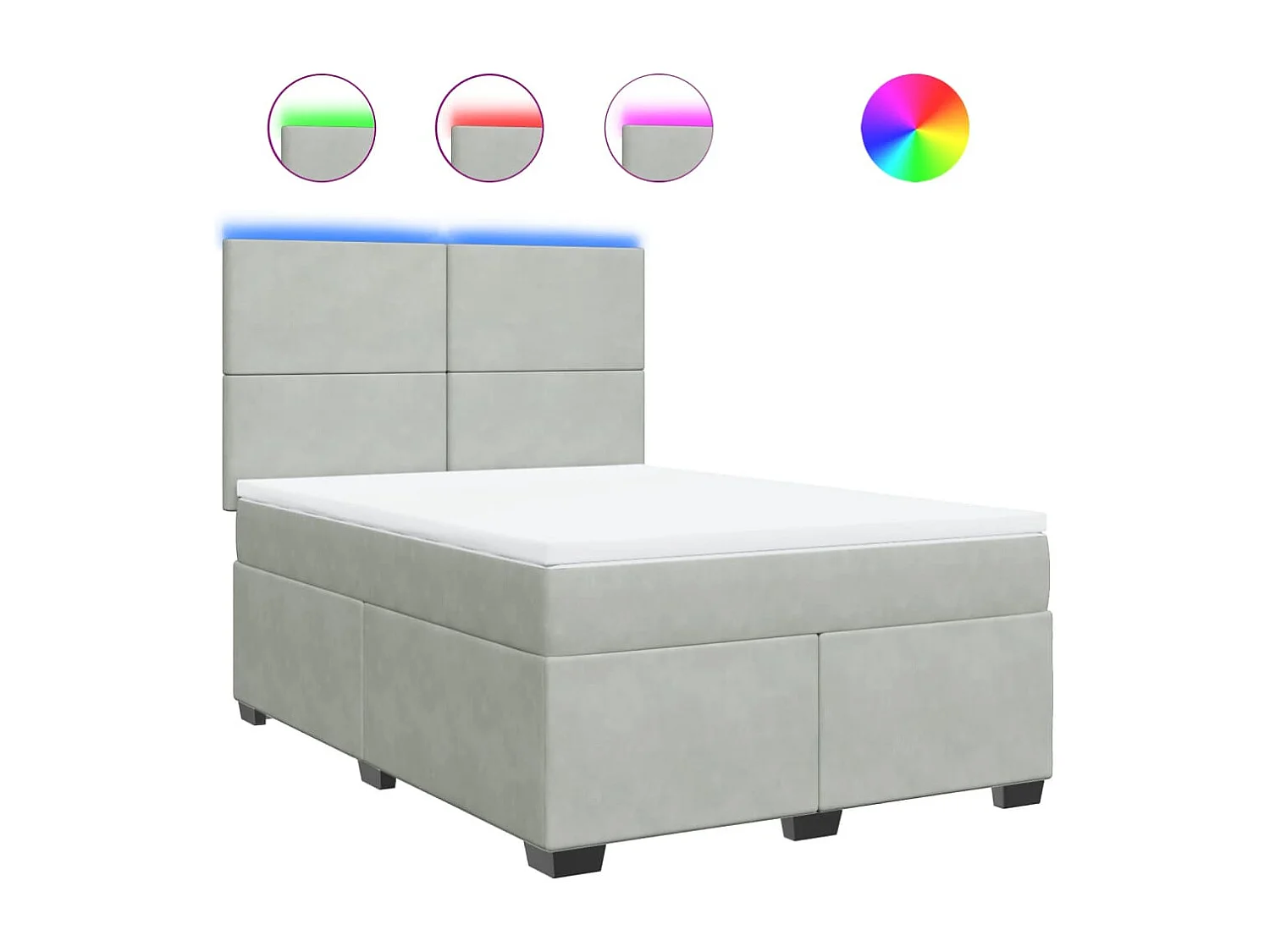 Giroletto a Molle con Materasso Grigio Chiaro 140x200cm Velluto