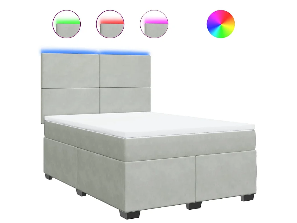 Sommier à lattes de lit et matelas Gris clair 140x200cm Velours