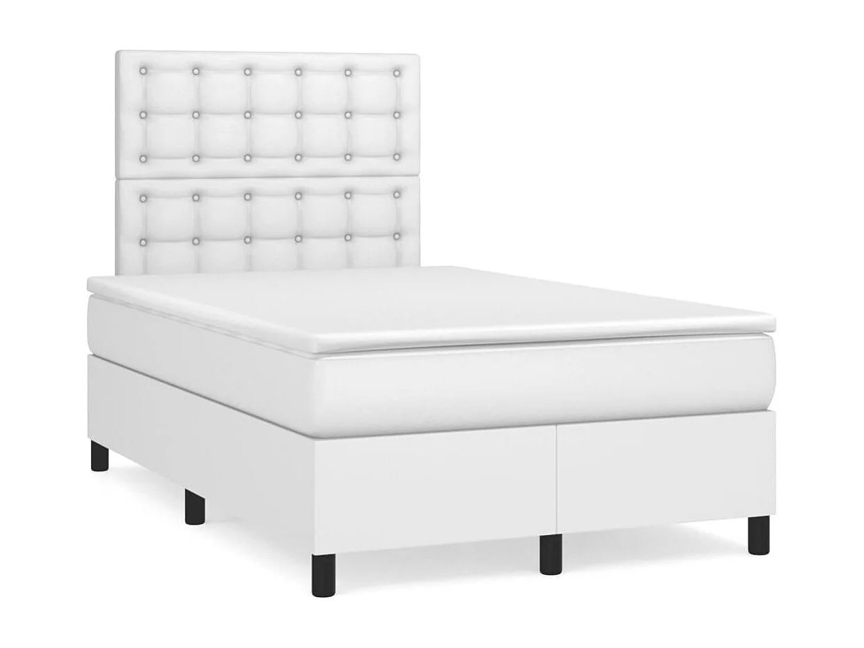 Sommier à lattes de lit matelas LED blanc 120x190 cm similicuir