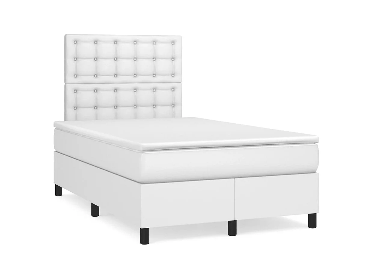 Boxspring met matras en LED kunstleer wit 120x190 cm