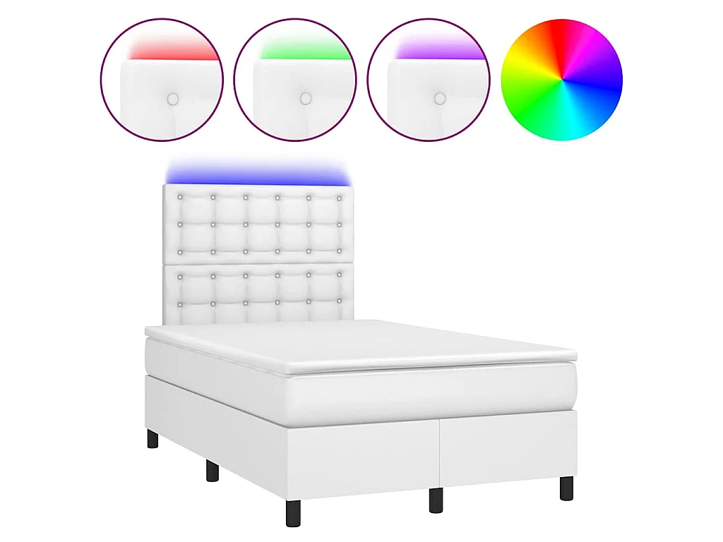 Boxspring met matras en LED kunstleer wit 120x190 cm