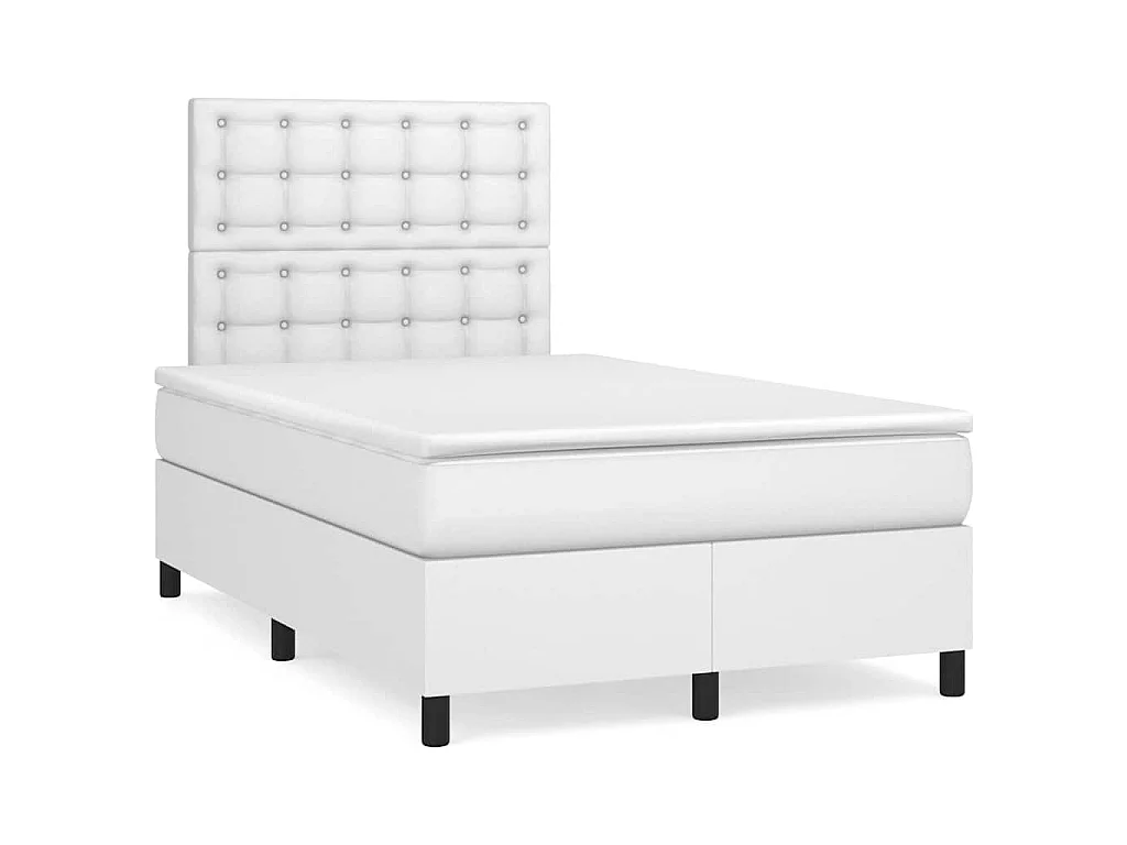 Boxspring met matras en LED kunstleer wit 120x190 cm
