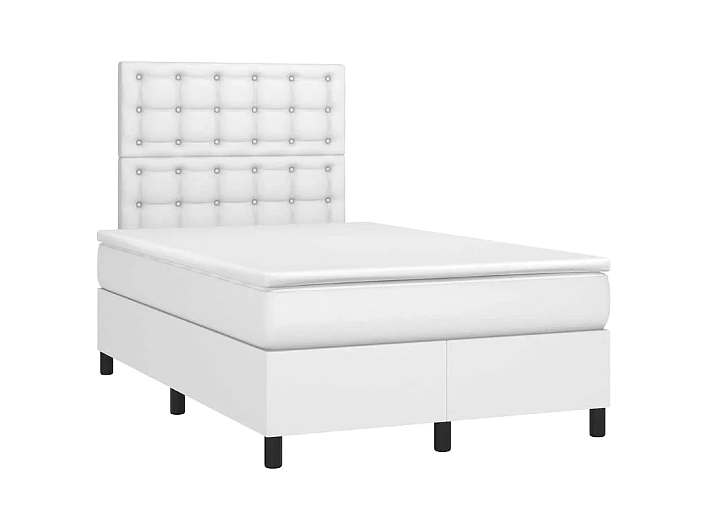 Sommier à lattes de lit matelas LED blanc 120x190 cm similicuir
