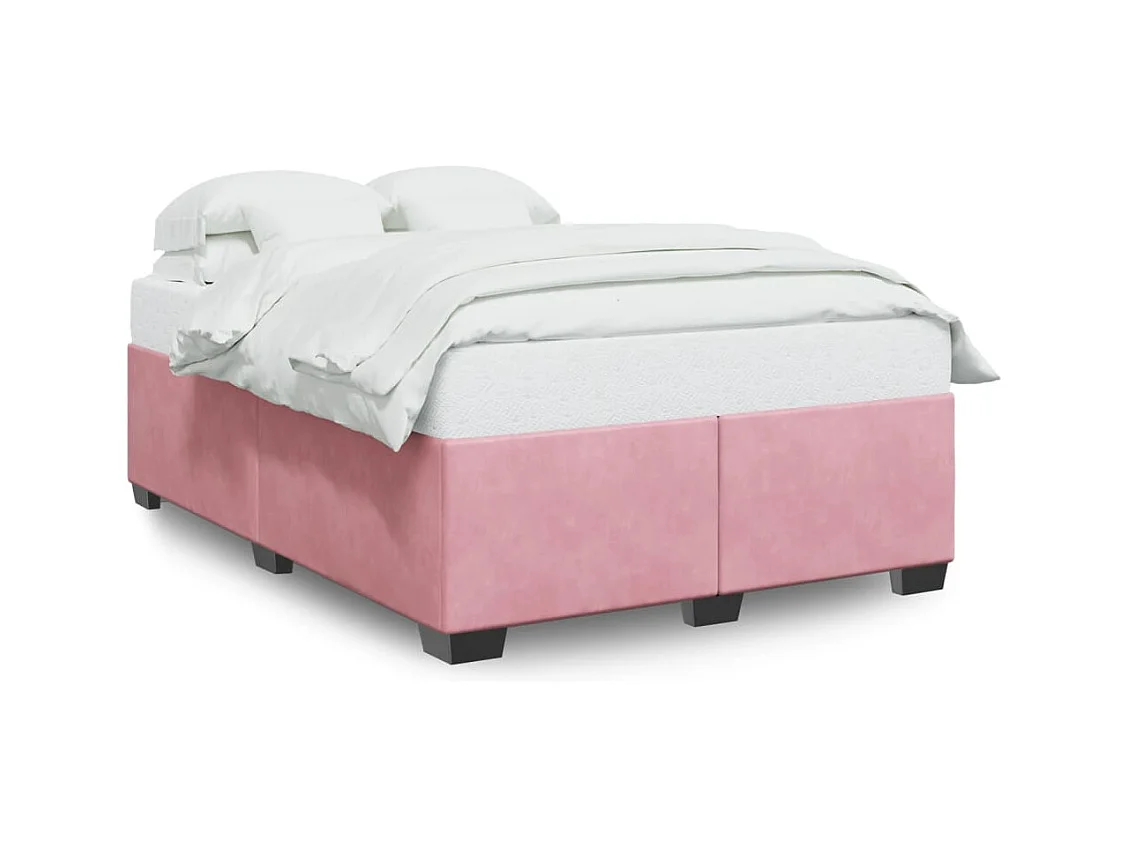 Cadre de lit sans matelas rose 140x200 cm velours