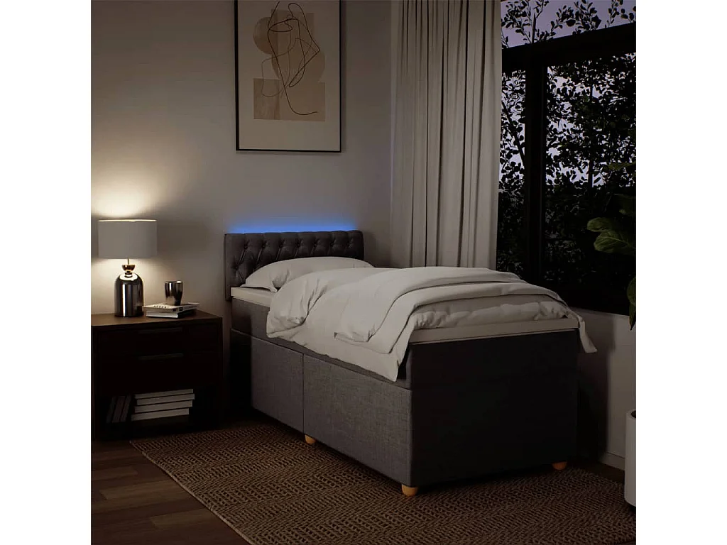 Boxspring met matras stof taupe 90x190 cm