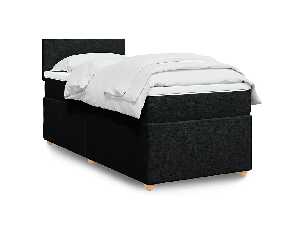 Giroletto a Molle con Materasso Nero 90x190 cm in Tessuto