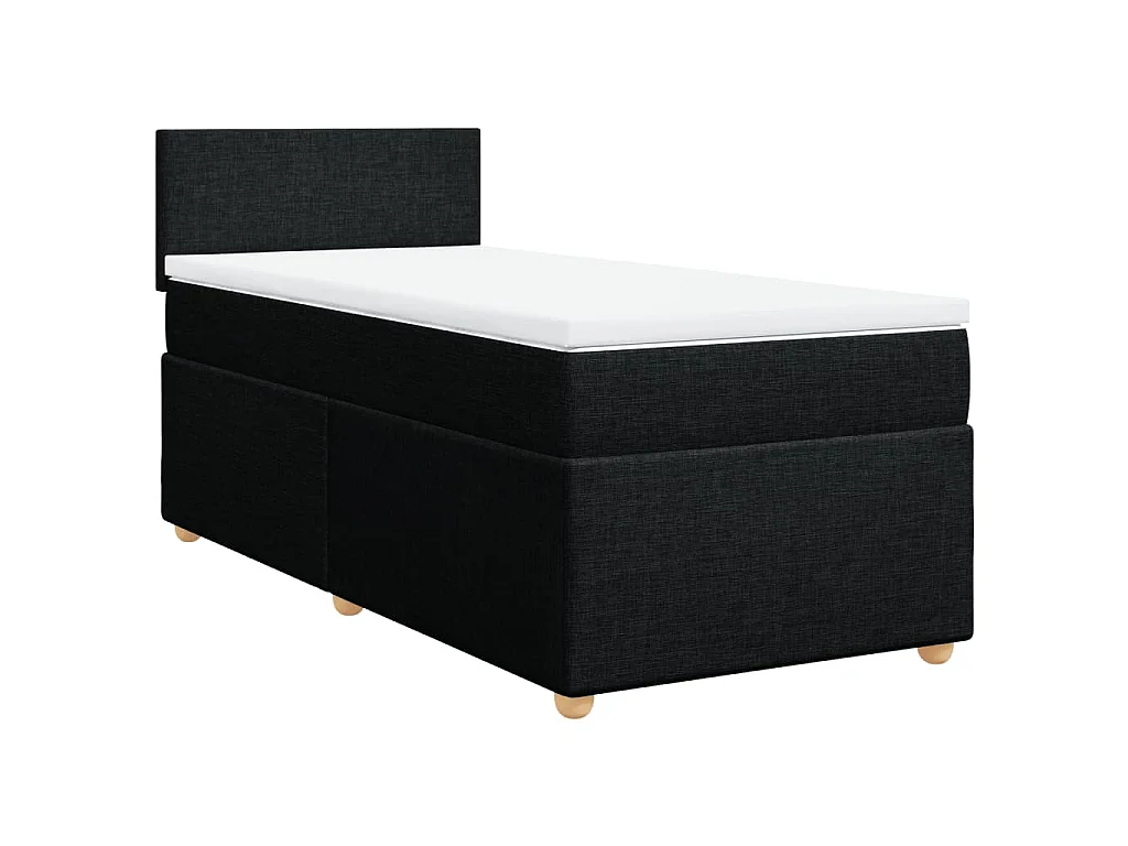 Sommier à lattes de lit avec matelas Noir 90x190 cm Tissu