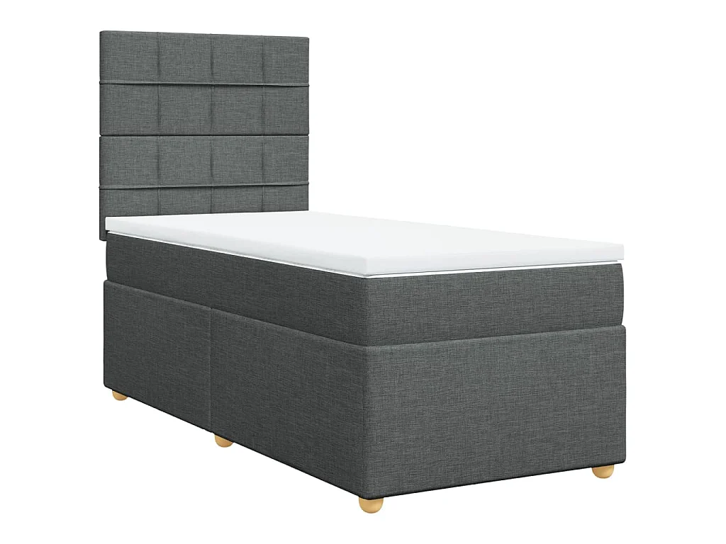 Boxspringbett mit Matratze Dunkelgrau 90x200 cm Stoff