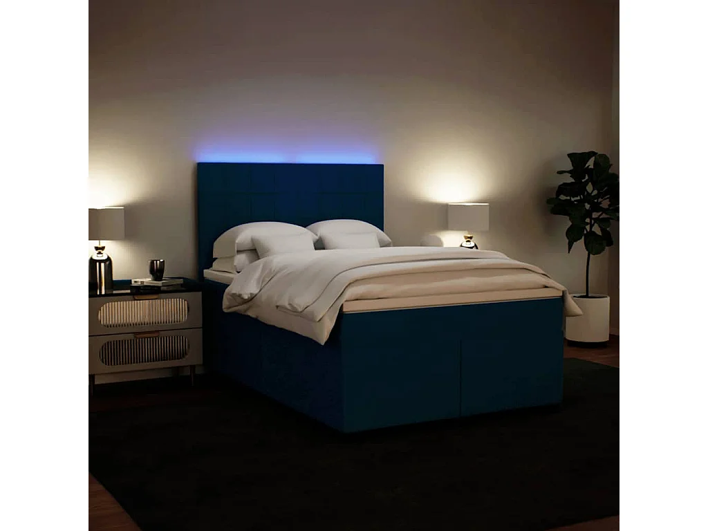 Cama com molas/colchão 160x200 cm veludo azul