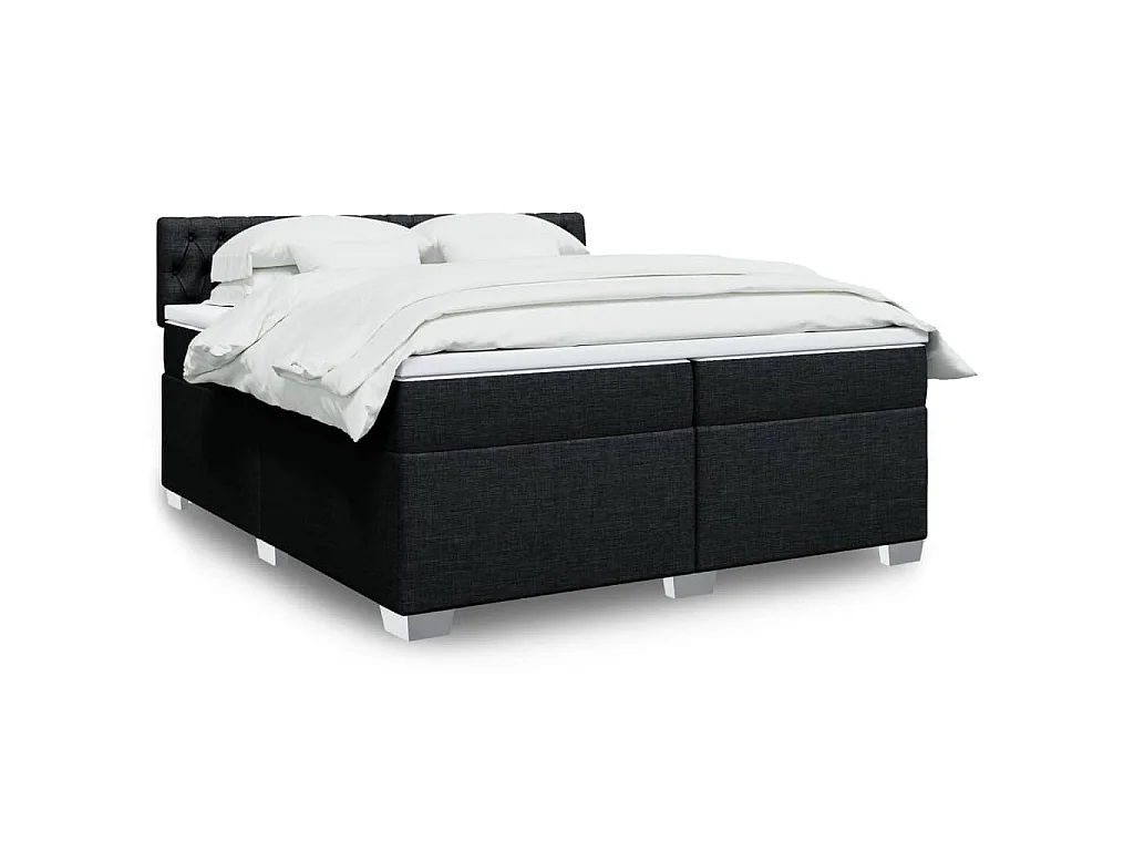 Boxspringbett mit Matratze Schwarz 200x200 cm Stoff